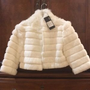 Alberto Makali White 100% real rabbit fur jacket.
